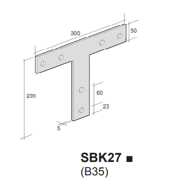 T BRACKET S/LESS STEEL SBK27/S