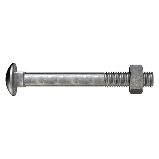 M16 X 160  COACH BOLT & NUT GALV 4.8 (A)