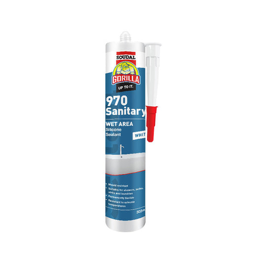 Gorilla 970 Sanitary Silicone Sealant 300ml White