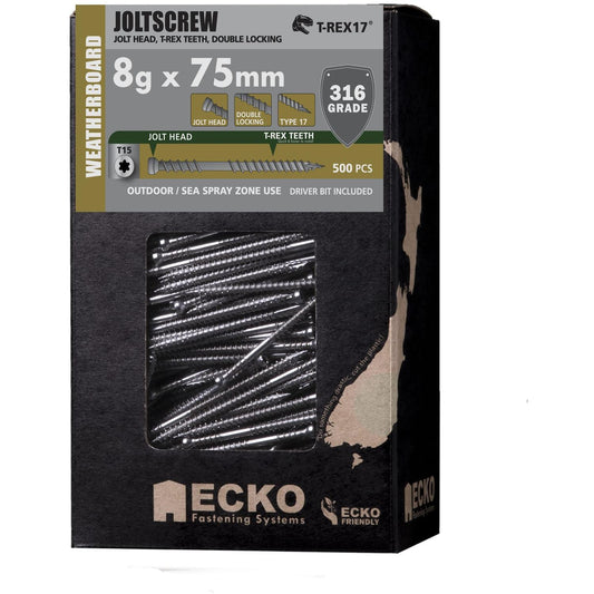T-REX17 JoltScrew OutDooor SS316 8g x 75mm, Pack of 500
