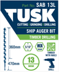 Ship Auger Bits - 13 x 470 x 5/16inch hex shank
