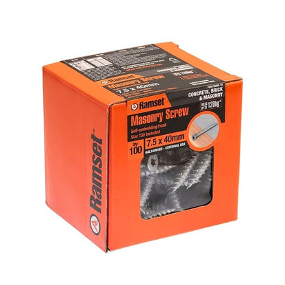 Ramset 7.5 x 40mm Galvanised Masonry Anchor Screw(100 pcs/box)