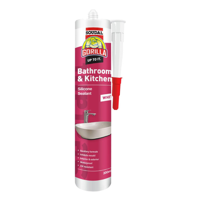 Gorilla Bathroom & Kitchen Silicone Sealant 300ml White