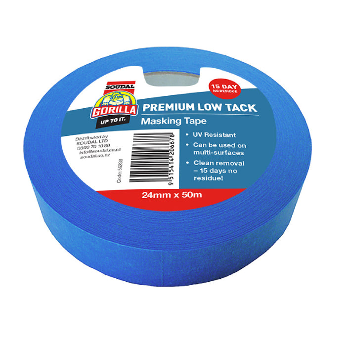 Gorilla Premium Low Tack Masking Tape 24mm x 50m